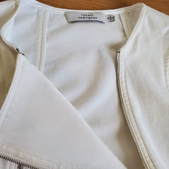 Robert Rodriguez White Canvas Dual Zip Shift Dress - Picture 6 of 9